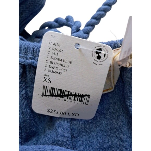 NWT Free People Jen's Pirate Booty Dress Women's XS Blue Paraguay Maxi Nautical - Picture 2 of 14